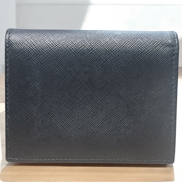PRADA Saffiano Monochrome Compact Wallet Black - Picture 4 of 10